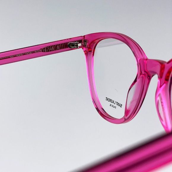 Saint Laurent SL589 004 Eyeglasses Transparent Fuchsia Pink Oval Women - Picture 11 of 12